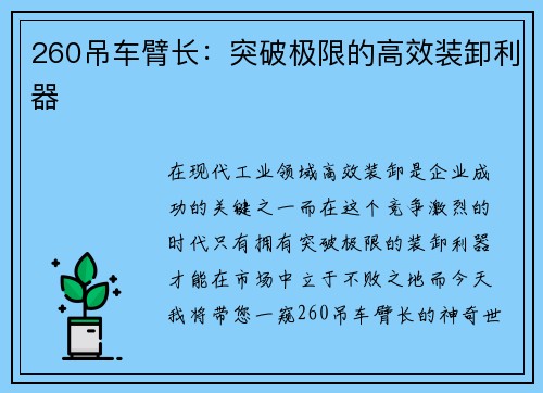 260吊车臂长:突破极限的高效装卸利器