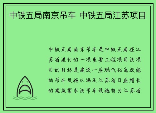 中铁五局南京吊车 中铁五局江苏项目