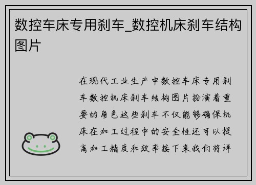 数控车床专用刹车_数控机床刹车结构图片